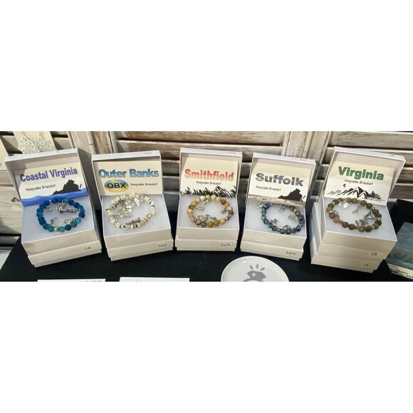Coastal Virginia Keepsake Charm Bracelet stretch Agate - Picture 4 of 4